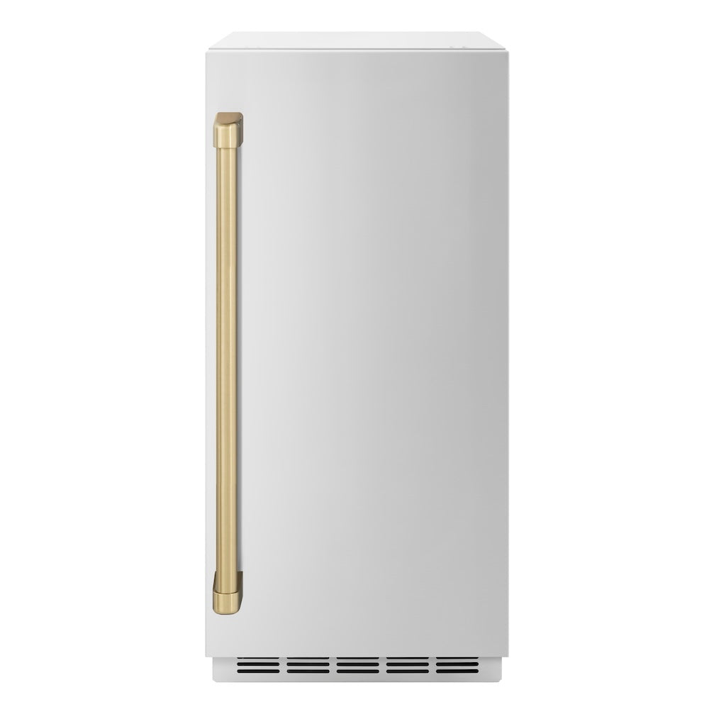 ZLINE Autograph Edition 15 in. Touchstone Gourmet Ice Maker with Drain Pump and Solid Stainless Steel Door with Champagne Bronze Handle (IGMDZ-ST-15-CB) - (IGMDZST15CB) -