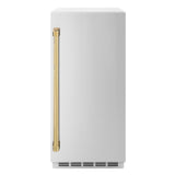 ZLINE Autograph Edition 15 in. Touchstone Gourmet Ice Maker with Drain Pump and Solid Stainless Steel Door with Polished Gold Handle (IGMDZ-ST-15-G) - (IGMDZST15G) -