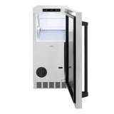 ZLINE Autograph Edition 15 in. Touchstone Gourmet Ice Maker with Drain Pump and Solid Stainless Steel Door with Matte Black Handle (IGMDZ-ST-15-MB) - (IGMDZST15MB) -