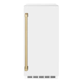 ZLINE Autograph Edition 15 in. Touchstone Gourmet Ice Maker with Drain Pump and White Matte Door with Champagne Bronze Handle (IGMDZ-WM-15-CB) - (IGMDZWM15CB) -