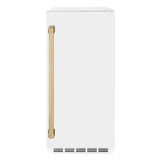 ZLINE Autograph Edition 15 in. Touchstone Gourmet Ice Maker with Drain Pump and White Matte Door with Polished Gold Handle (IGMDZ-WM-15-G) - (IGMDZWM15G) -