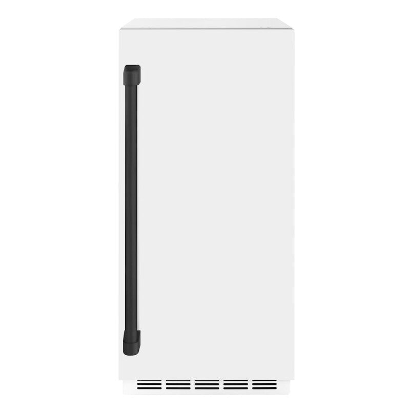 ZLINE Autograph Edition 15 in. Touchstone Gourmet Ice Maker with Drain Pump and White Matte Door with Matte Black Handle (IGMDZ-WM-15-MB) - (IGMDZWM15MB) -