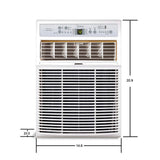 Midea 10,000 BTU Casement Window Air Conditioner front view with product dimensions.