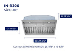 IN-R200 Convertible Built-in Range Hood (18.5" Deep)