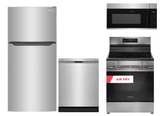 Frigidaire 24" Built-In Dishwasher WITH Frigidaire 18.3 Cu. Ft. Top Freezer Refrigerator WITH Frigidaire 30" Electric Range with Air Fry AND Frigidaire 1.8 Cu. Ft. Over-The-Range Microwave