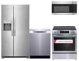Frigidaire 24" Hybrid Tub Dishwasher WITH Frigidaire 25.6 Cu. Ft. 36" Standard Depth Side by Side Refrigerator WITH Frigidaire 30" Front Control Electric Range AND Frigidaire 1.7 Cu. Ft. Over-The-Range Microwave