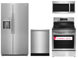 Frigidaire Gallery 24" Dishwasher WITH Frigidaire Gallery 22.3 Cu. Ft. 36" Counter Depth Side by Side Refrigerator WITH Frigidaire Gallery 30" Rear Control Electric Range with Total Convection AND Frigidaire Gallery 1.9 Cu. Ft. Over-The-Range Microwave