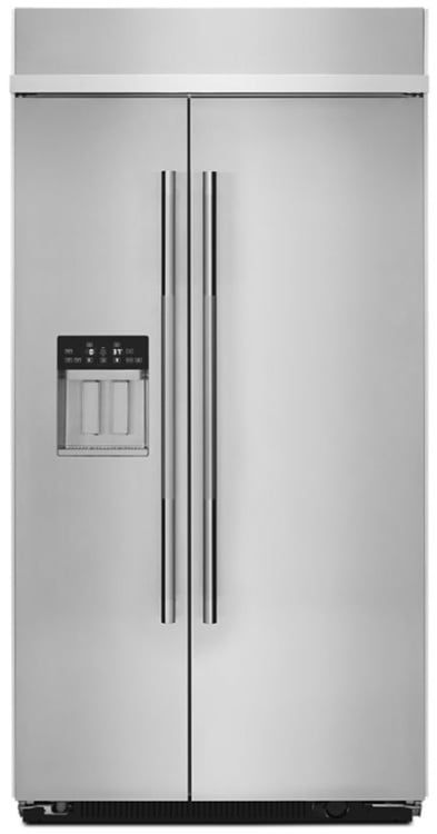 JennAir JBSS42E22L 42 inch RISE built-in side-by-side refrigerator stainless steel front view