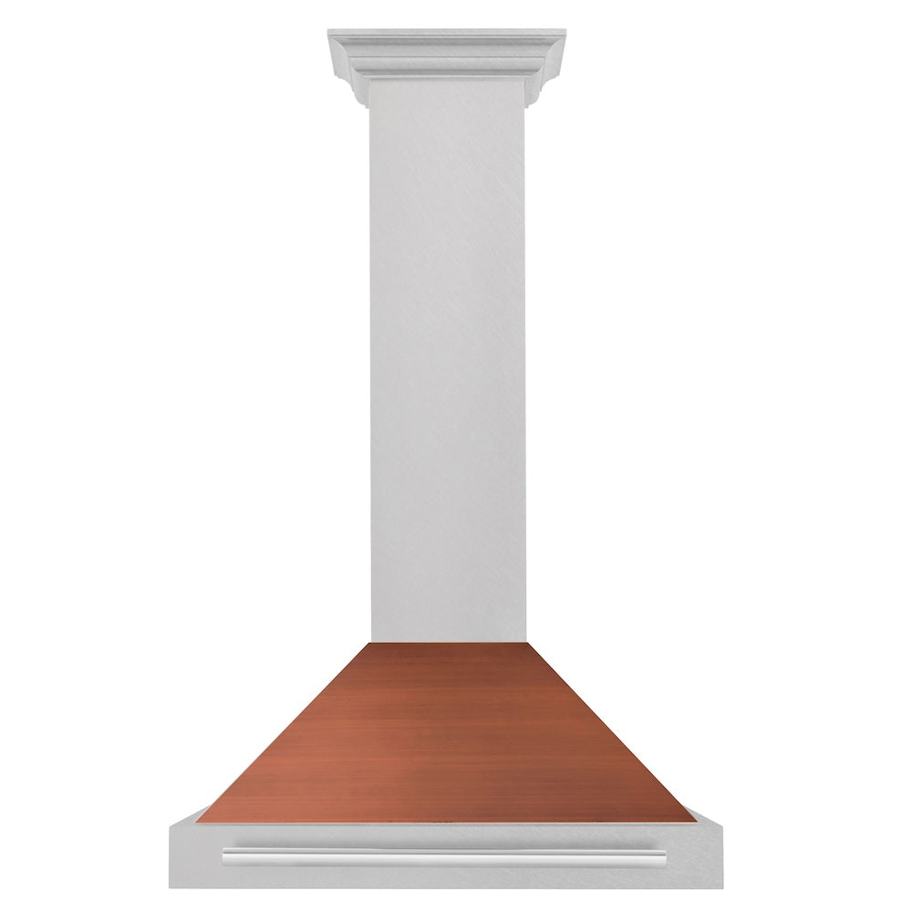 ZLINE 30 in. Convertible Fingerprint Resistant DuraSnow® Stainless Steel Range Hood with Copper Shell and Stainless Steel Handle (KB4SNX-C-30) - (KB4SNXC30) -