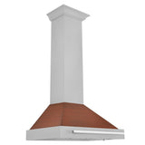ZLINE 30 in. Convertible Fingerprint Resistant DuraSnow® Stainless Steel Range Hood with Copper Shell and Stainless Steel Handle (KB4SNX-C-30) - (KB4SNXC30) -