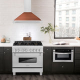 ZLINE 36 in. Convertible Fingerprint Resistant DuraSnow® Stainless Steel Range Hood with Copper Shell and Stainless Steel Handle (KB4SNX-C-36) - (KB4SNXC36) -