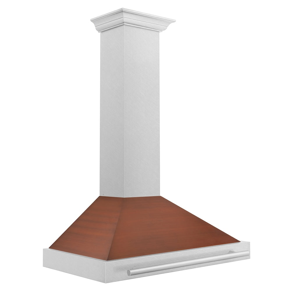 ZLINE 36 in. Convertible Fingerprint Resistant DuraSnow® Stainless Steel Range Hood with Copper Shell and Stainless Steel Handle (KB4SNX-C-36) - (KB4SNXC36) -
