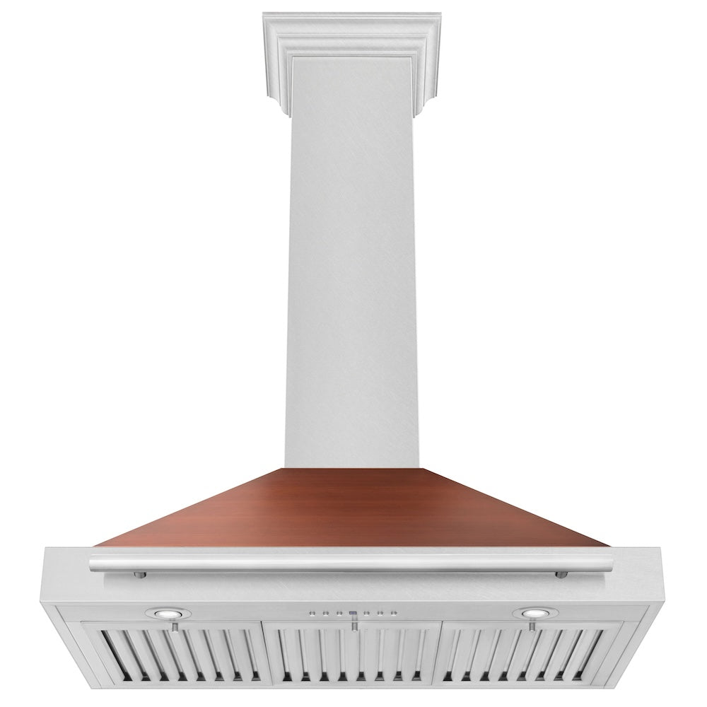 ZLINE 36 in. Convertible Fingerprint Resistant DuraSnow® Stainless Steel Range Hood with Copper Shell and Stainless Steel Handle (KB4SNX-C-36) - (KB4SNXC36) -