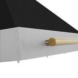 36in. Autograph Edition Convertible Fingerprint Resistant DuraSnow Stainless Steel Range Hood with Black Matte Shell and Polished Gold Handle - (KB4SNZBLM36G) -