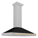 48in. Autograph Edition Convertible Fingerprint Resistant DuraSnow Stainless Steel Range Hood with Black Matte Shell and Champagne Bronze Handle - (KB4SNZBLM48CB) -