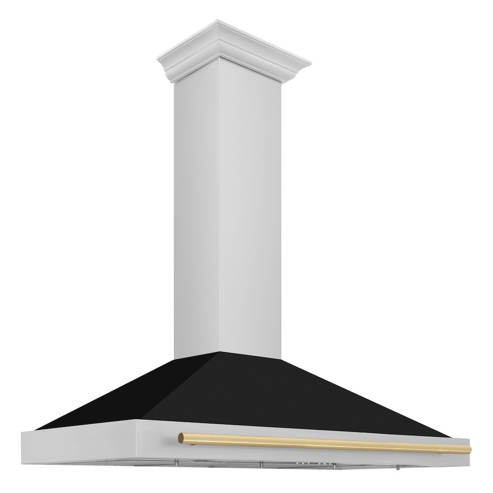 Autograph Edition 48 in. Convertible Stainless Steel Range Hood with Black Matte Shell and Accent Handle - (KB4STZBLM48CB) -