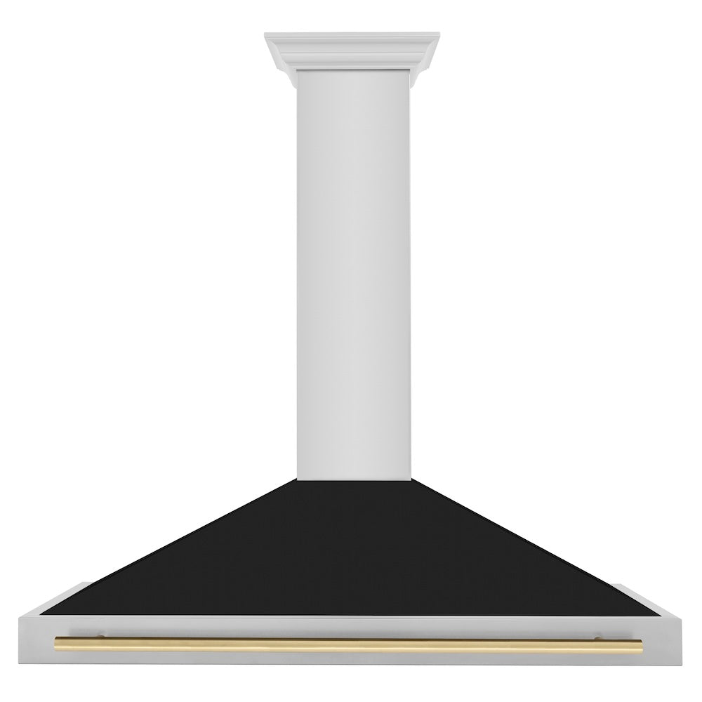 Autograph Edition 48 in. Convertible Stainless Steel Range Hood with Black Matte Shell and Accent Handle - (KB4STZBLM48CB) -