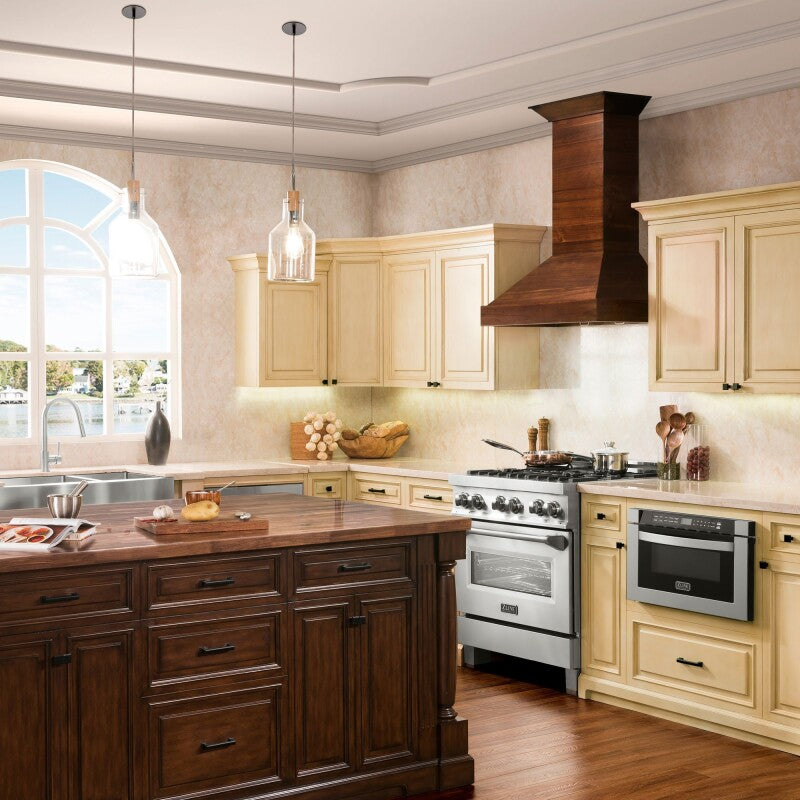 30" Ducted Wooden Wall Mount Range Hood with Remote Motor - (KBRRRD30) -