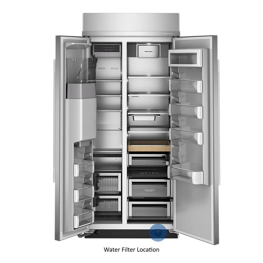 20.8 Cu. Ft. 36" Built-In Side-by-Side Refrigerator features Exterior Water and Ice Dispenser with Measured Fill - (KBSD736SPS)