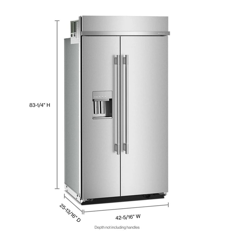 25.1 Cu. Ft. 42" Built-In Side-by-Side Refrigerator features Exterior Water and Ice Dispenser with Measured Fill - (KBSD742SPS)