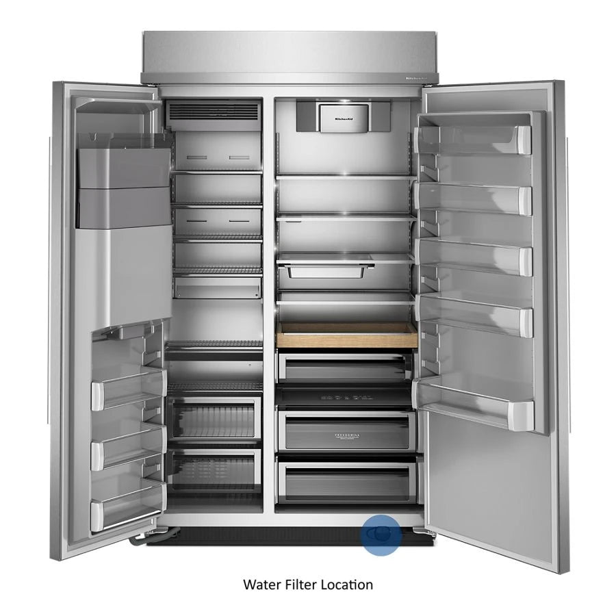 29.4 Cu. Ft. 48" Built-In Side-by-Side Refrigerator features Exterior Water and Ice Dispenser with Measured Fill - (KBSD748SPS)