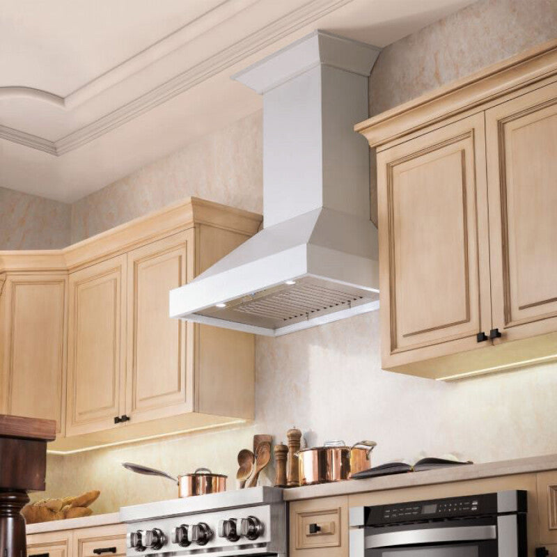 ZLINE 36 in. Wooden Wall Mount Range Hood in Smooth Bright White Finish (KBWW-36) - (KBWW36) -