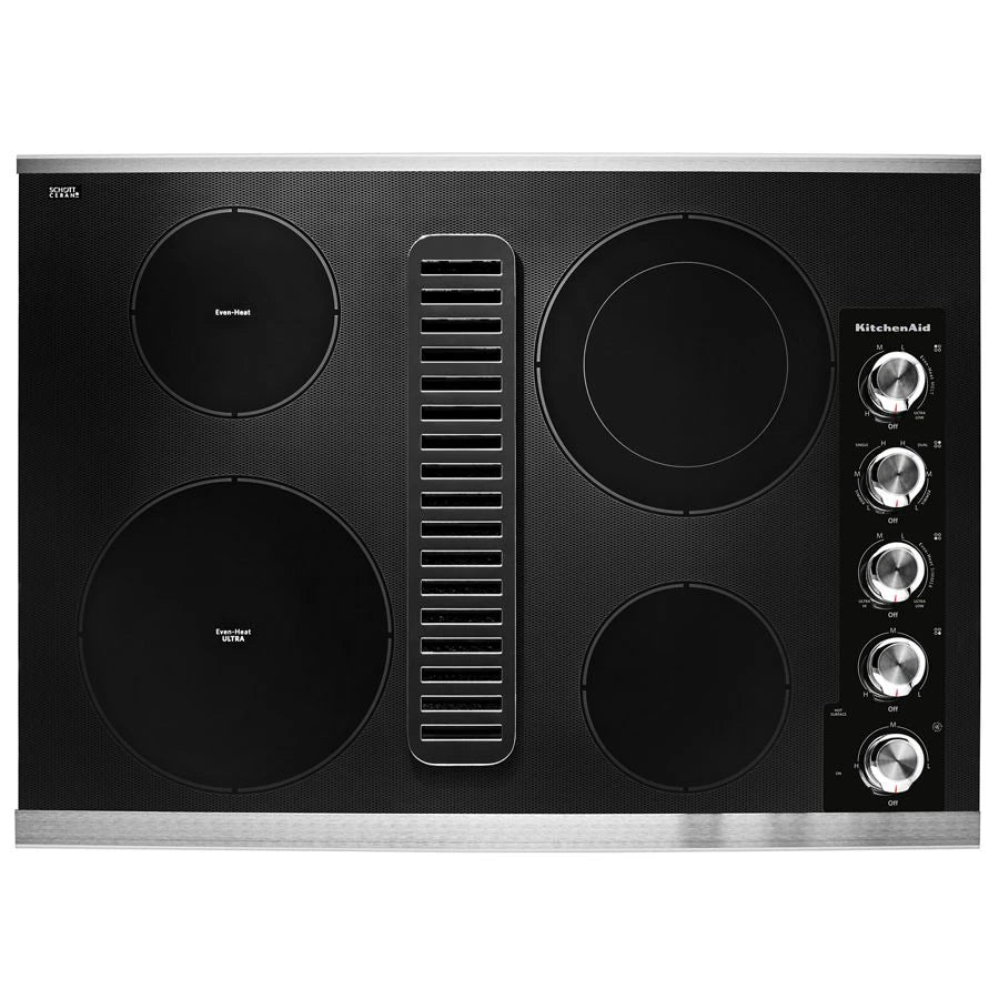 30" Electric Downdraft Cooktop with 4 Elements - (KCED600GSS) - KITCHENAID