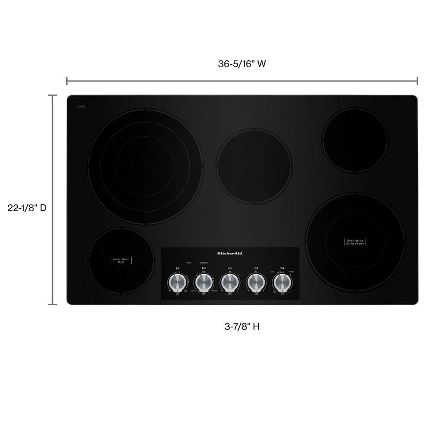 36" Electric Cooktop with 5 Elements and Knob Controls - (KCES556HSS) - KITCHENAID