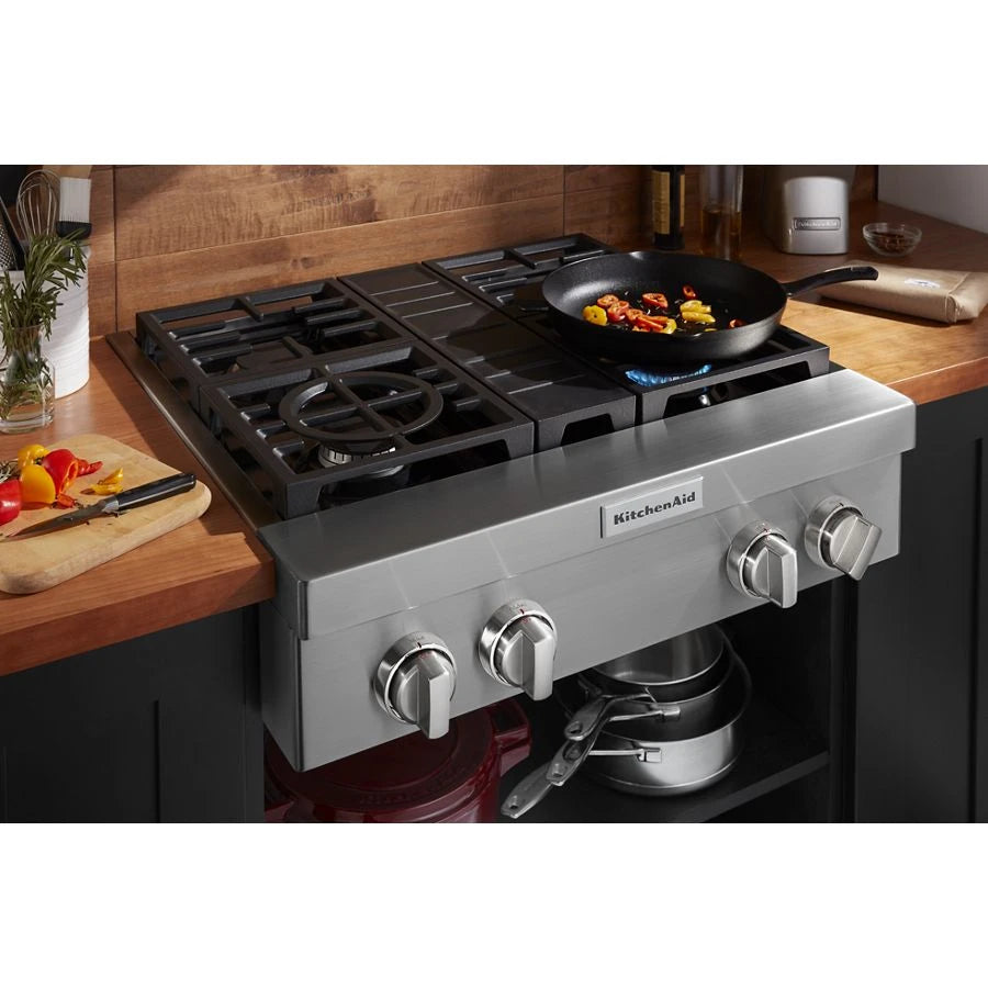 KitchenAid(R) 30'' 4-Burner Commercial-Style Gas Rangetop - (KCGC500JSS) - KITCHENAID