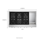 KitchenAid(R) 48'' 6-Burner Commercial-Style Gas Rangetop with Griddle - (KCGC558JSS) - KITCHENAID