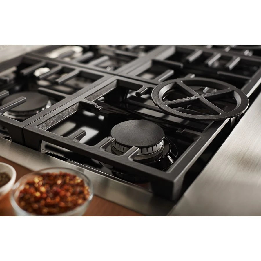 KitchenAid(R) 48'' 6-Burner Commercial-Style Gas Rangetop with Griddle - (KCGC558JSS) - KITCHENAID