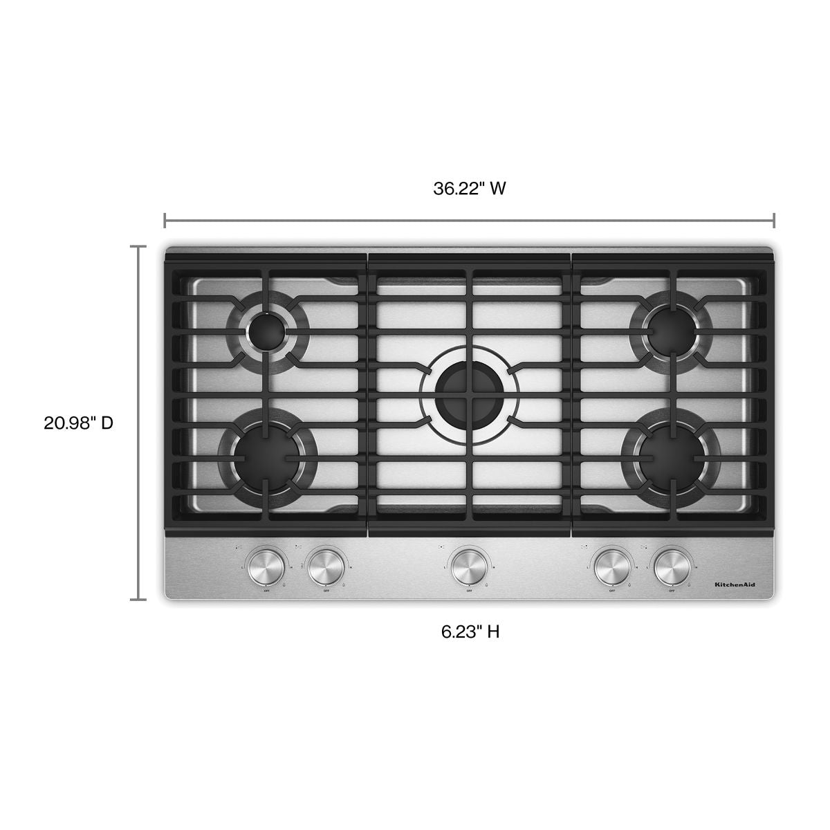 KitchenAid KCGK336SSS 36 in. Gas Cooktop - dimensions