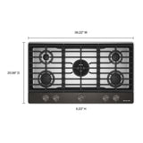 KitchenAid KCGK736SBE 36 in. Gas Cooktop Black Ore - dimensions