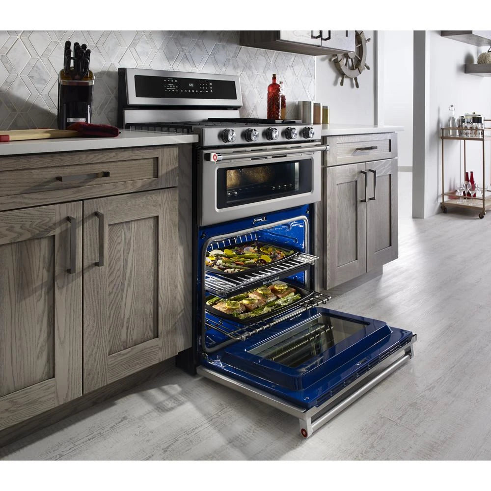 30-Inch 5 Burner Dual Fuel Double Oven Convection Range - (KFDD500ESS) - KITCHENAID