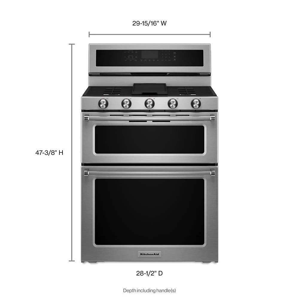 30-Inch 5 Burner Dual Fuel Double Oven Convection Range - (KFDD500ESS) - KITCHENAID