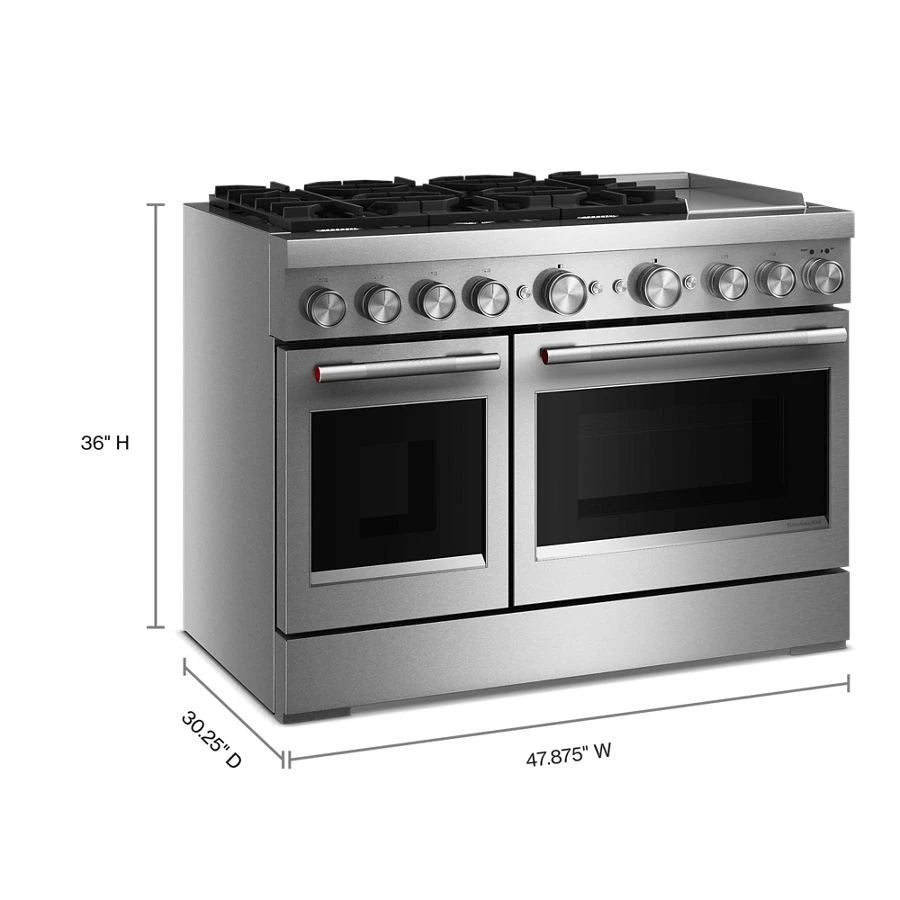 48-Inch 6 Burner Commercial-Style Dual Fuel Range with Griddle - (KFDD948SSS)