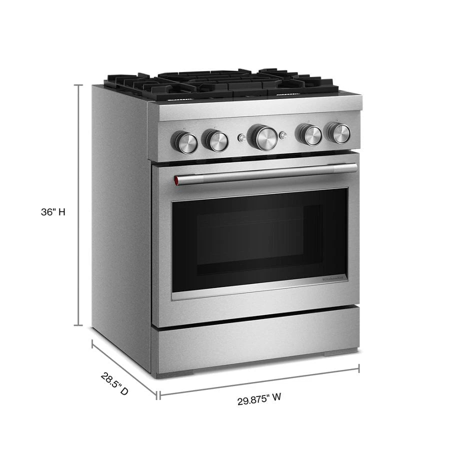 30-Inch 4 Burner Commercial-Style Dual Fuel Range with No Preheat Air Fry Mode - (KFDS930SSS)