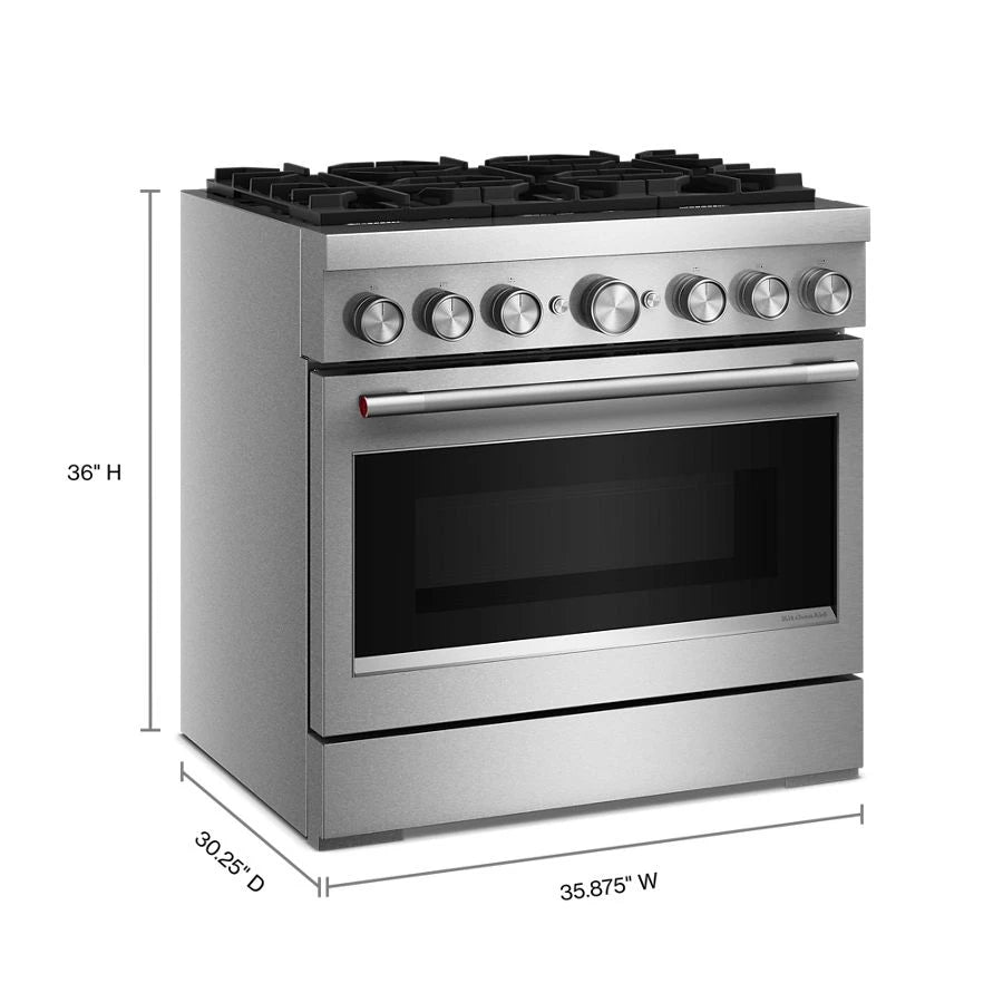 36-Inch 6 Burner Commercial-Style Dual Fuel Range with No Preheat Air Fry Mode - (KFDS936SSS)