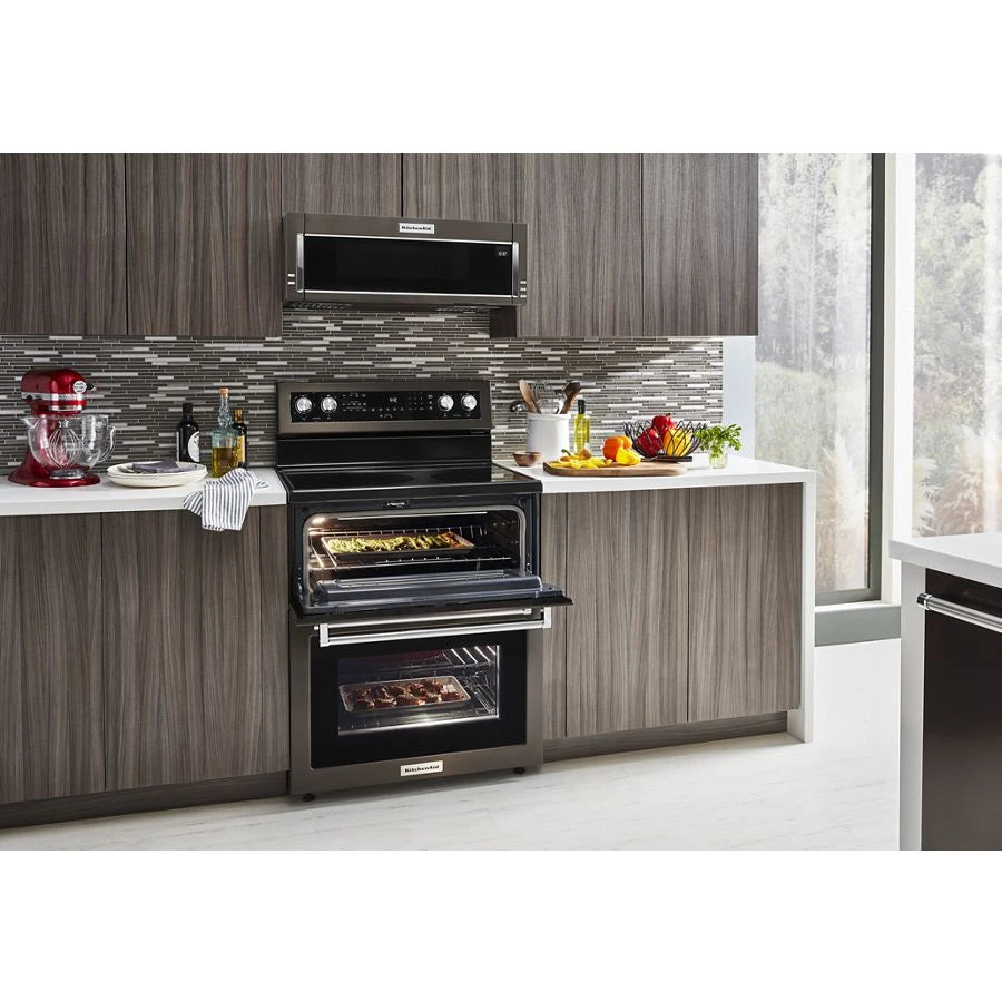 30-Inch 5 Burner Electric Double Oven Convection Range - (KFED500EBS) - KITCHENAID
