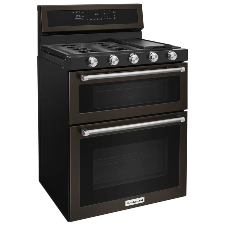 30-Inch 5 Burner Gas Double Oven Convection Range - (KFGD500EBS) - KITCHENAID