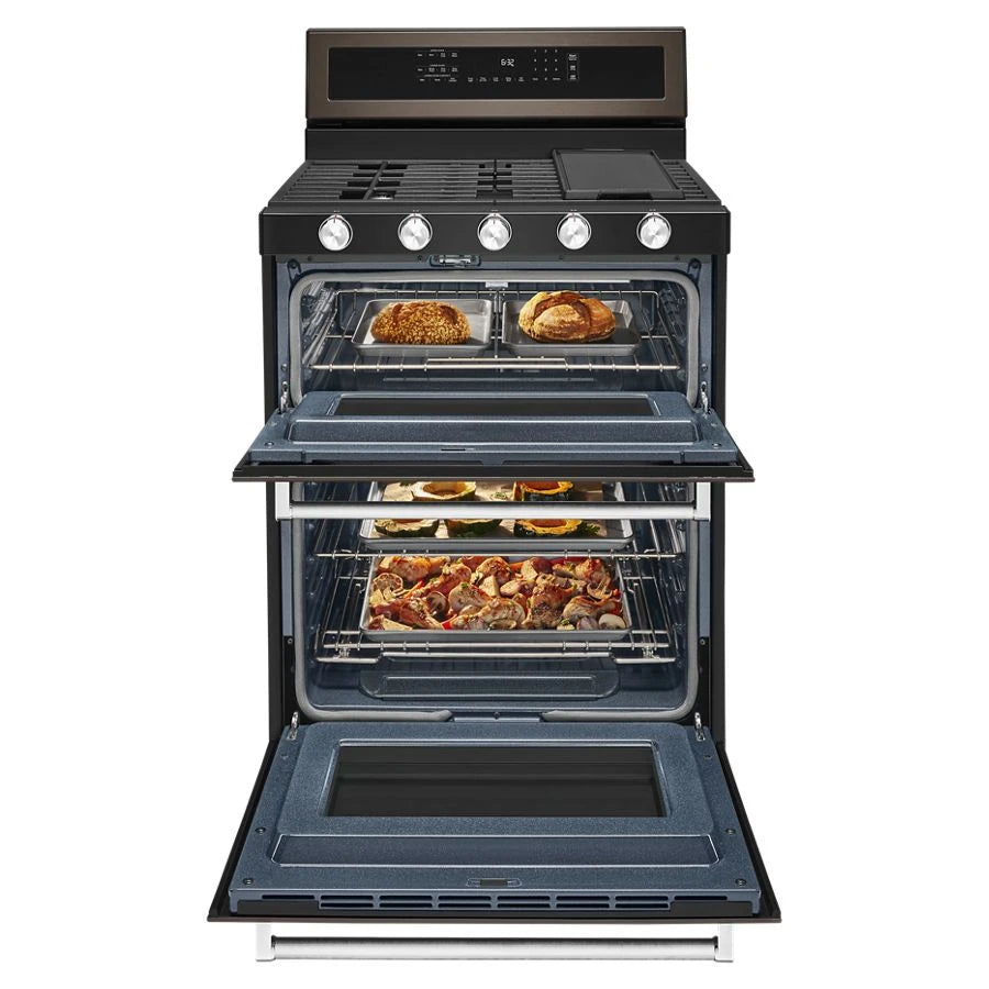 30-Inch 5 Burner Gas Double Oven Convection Range - (KFGD500EBS) - KITCHENAID