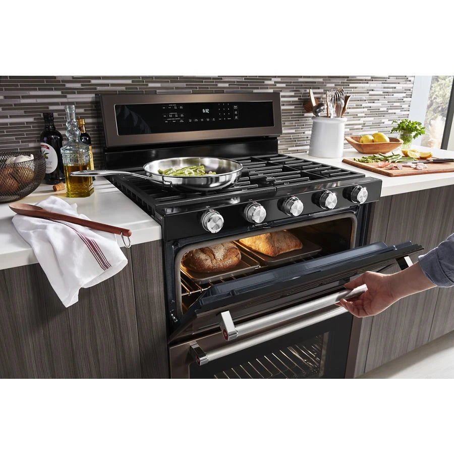 30-Inch 5 Burner Gas Double Oven Convection Range - (KFGD500EBS) - KITCHENAID