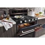 30-Inch 5 Burner Gas Double Oven Convection Range - (KFGD500EBS) - KITCHENAID