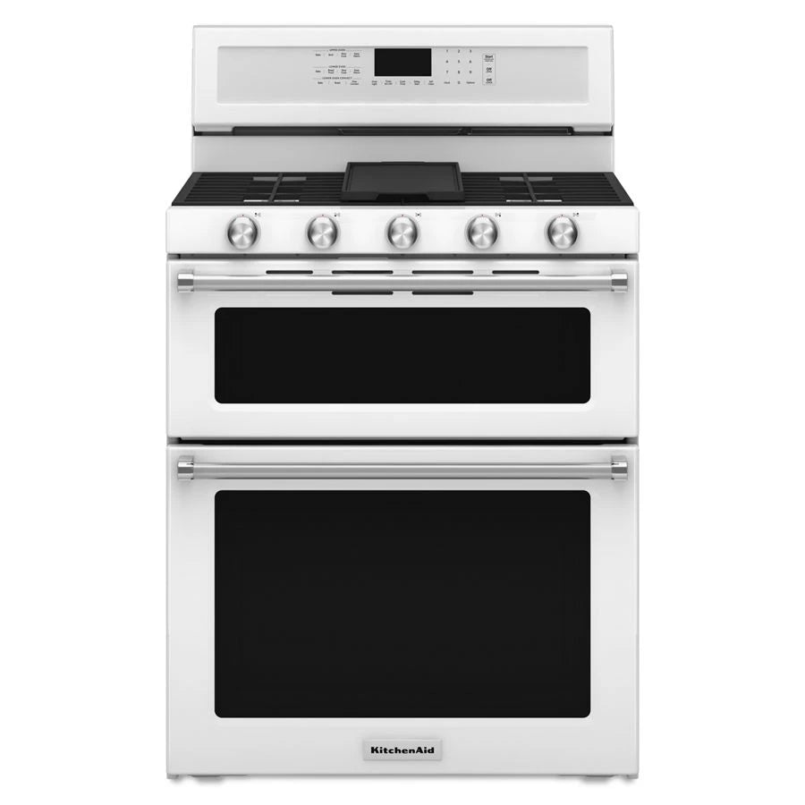 30-Inch 5 Burner Gas Double Oven Convection Range - (KFGD500EWH) - KITCHENAID