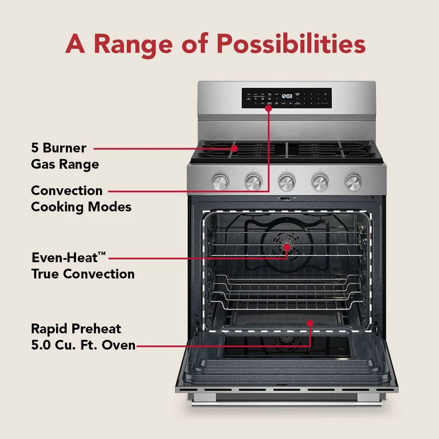 30" 5-Burner Gas Convection Range with Warming Drawer - (KFGS530SPS)