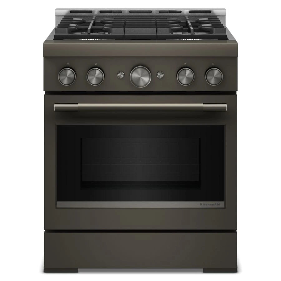 KitchenAid® 30-Inch 4 Burner Commercial-Style Gas Range with No Preheat Air Fry Mode - (KFGS930SBE)