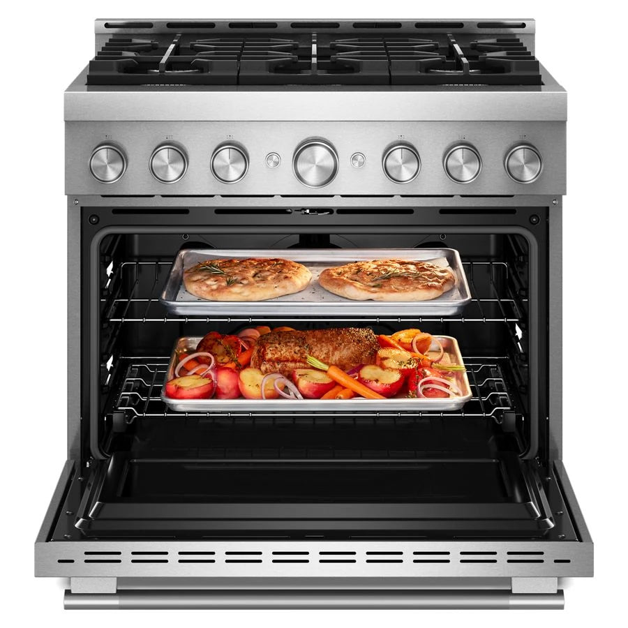 KitchenAid® 36-Inch 6 Burner Commercial-Style Gas Range with No Preheat Air Fry Mode - (KFGS936SSS)