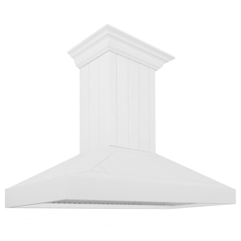 ZLINE 48 in. Wooden Wall Mount Range Hood in Shiplap Bright White Finish (KPWW-48) - (KPWW48) -