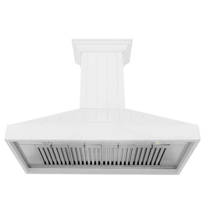 ZLINE 48 in. Wooden Wall Mount Range Hood in Shiplap Bright White Finish (KPWW-48) - (KPWW48) -