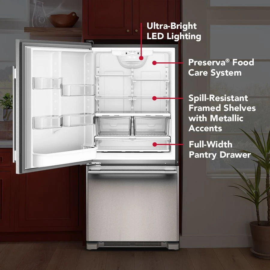 19 Cu. Ft. 30-Inch Standard-Depth Bottom Mount Refrigerator with Left Door Swing - (KRBL130SPS)